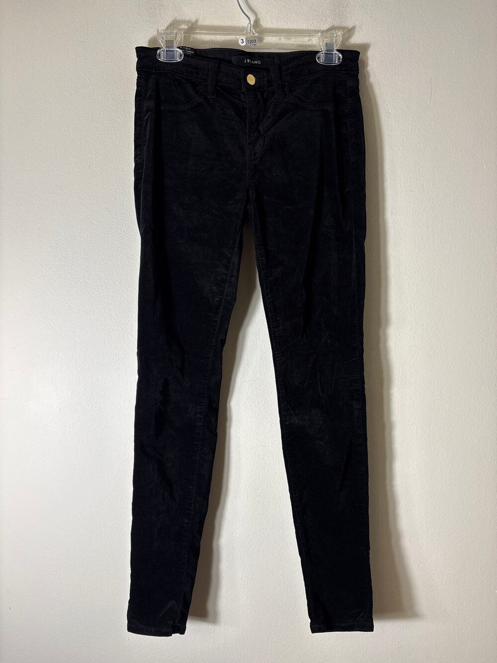 J Brand Black Super Skinny Velvet 5 Pocket Denim Sz 28